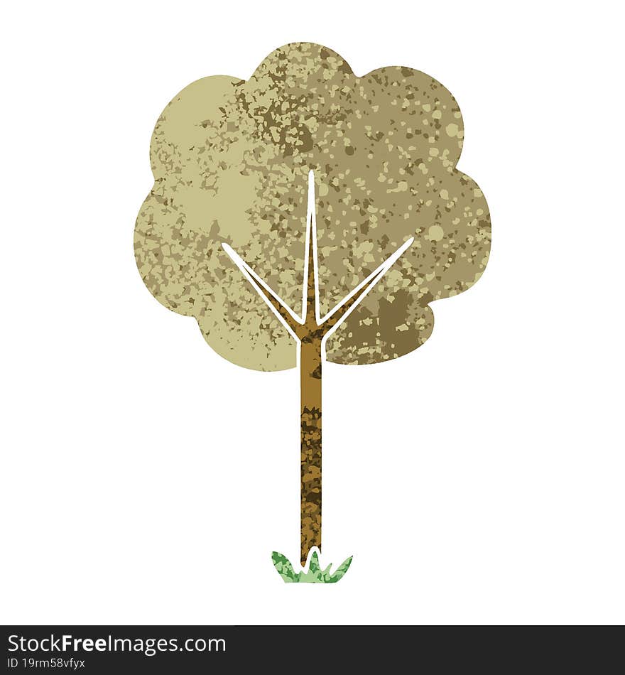 retro illustration style quirky cartoon tree. retro illustration style quirky cartoon tree