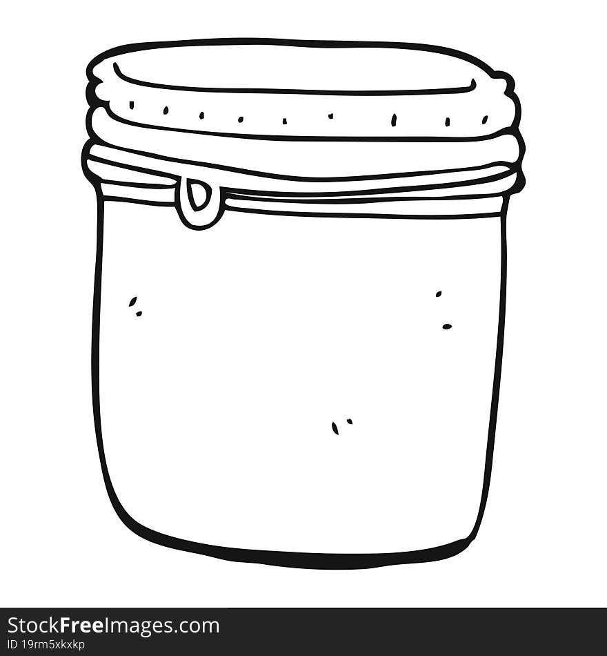 freehand drawn black and white cartoon jar