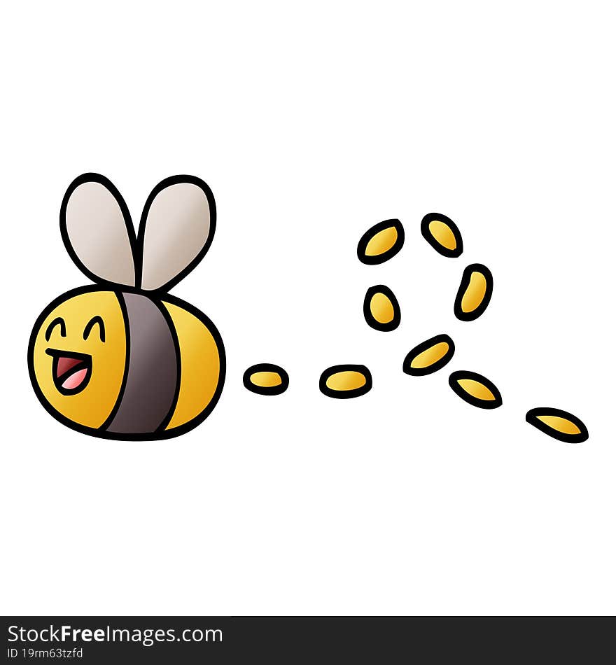 vector gradient illustration cartoon buzzing bee