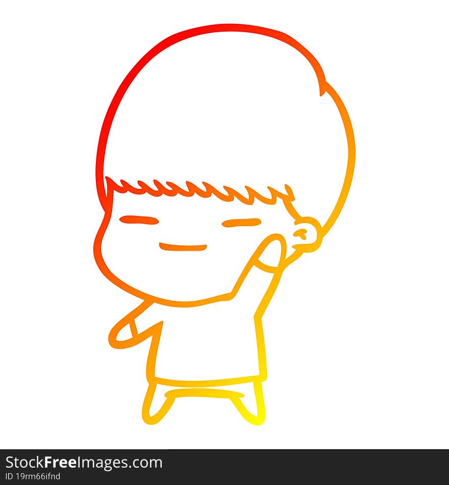 Warm Gradient Line Drawing Cartoon Smug Boy