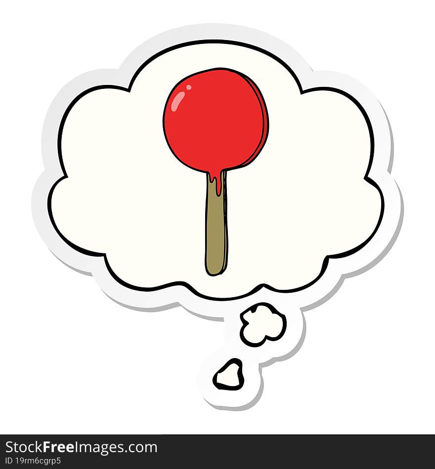 cartoon lollipop and thought bubble as a printed sticker