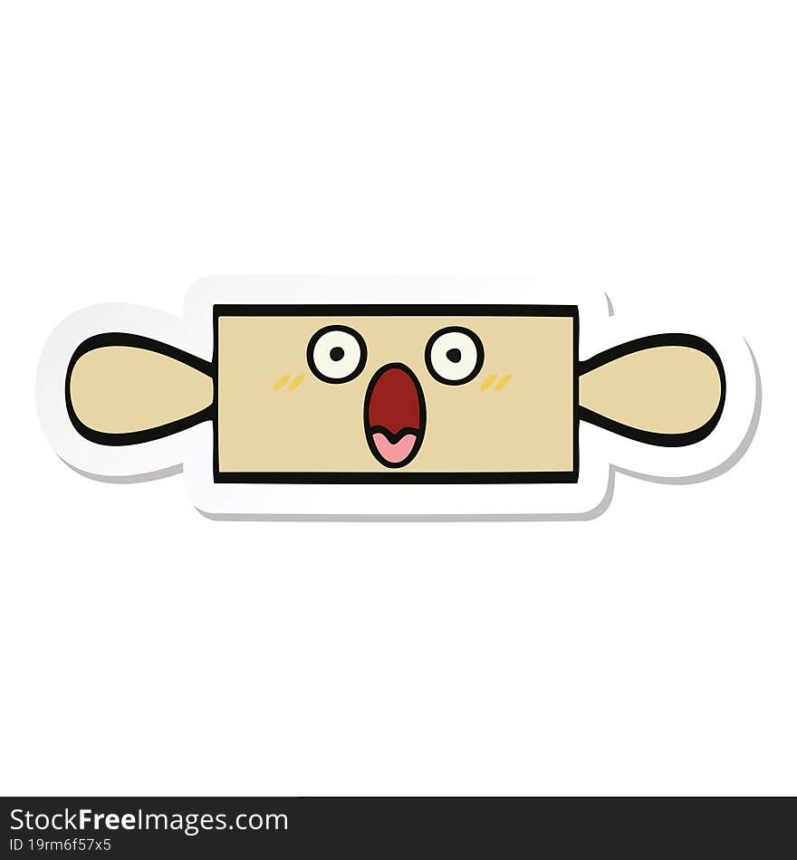 Sticker Of A Cute Cartoon Rolling Pin