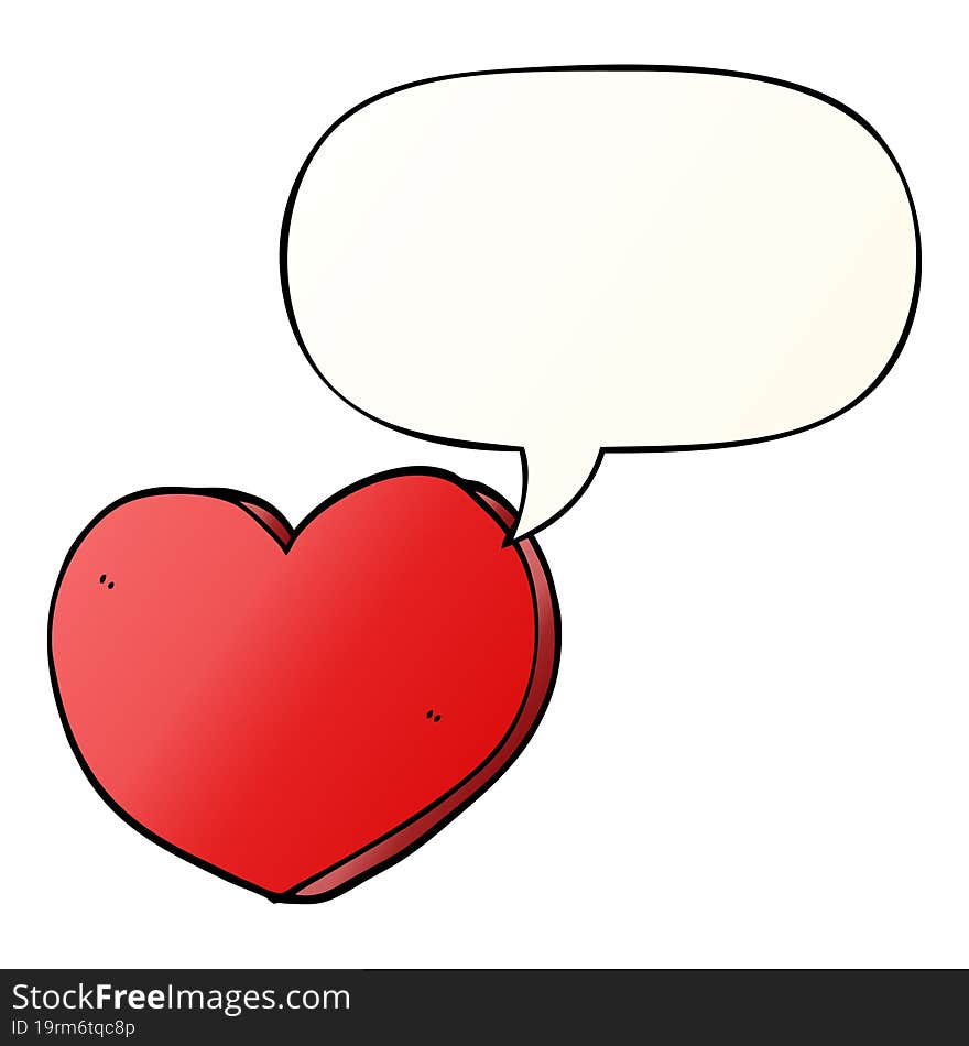 cartoon love heart and speech bubble in smooth gradient style