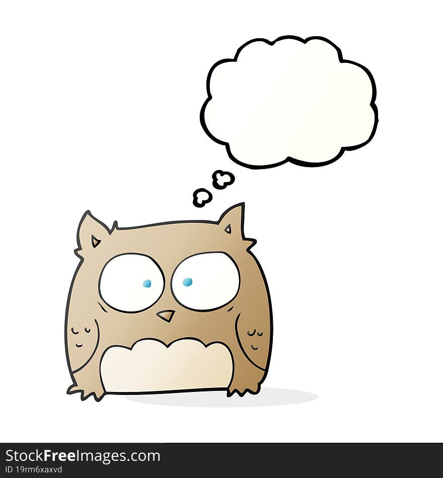 freehand drawn thought bubble cartoon owl