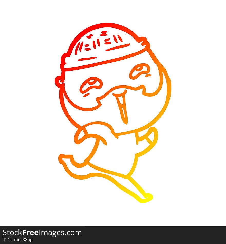 warm gradient line drawing cartoon happy bearded man