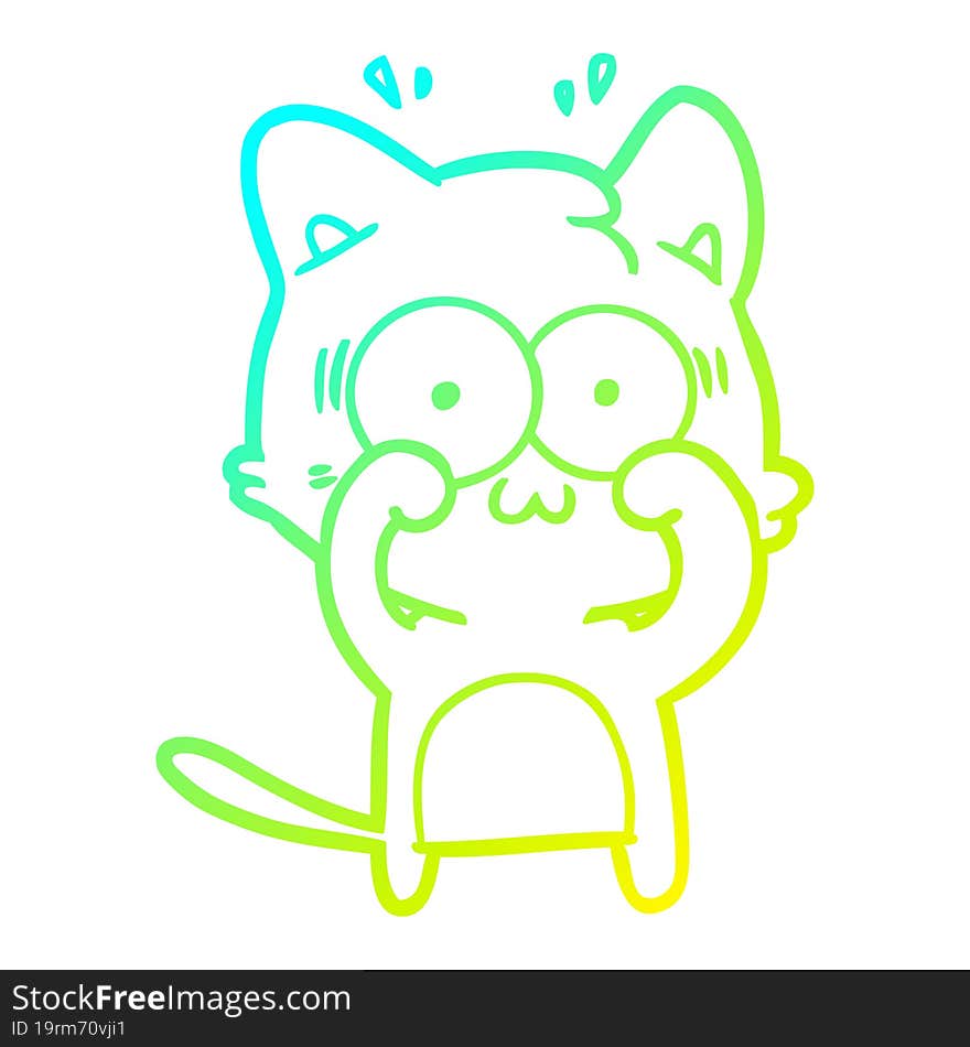 cold gradient line drawing cartoon surprised cat