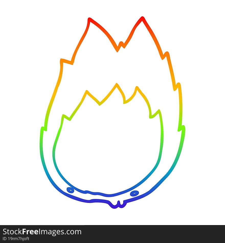 Rainbow Gradient Line Drawing Cartoon Flames