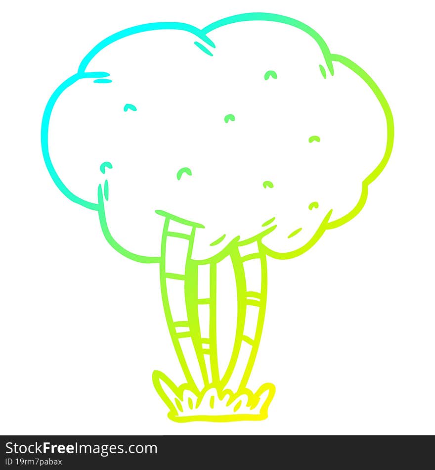 cold gradient line drawing Cartoon tree