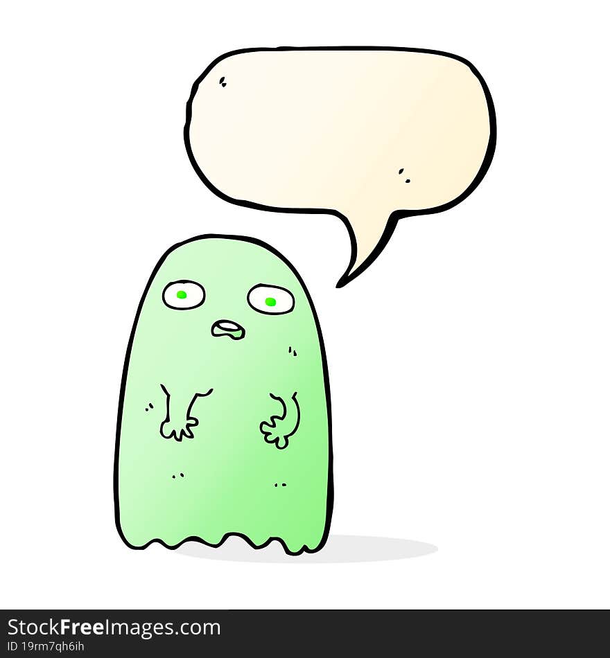 Funny Cartoon Ghost With Speech Bubble