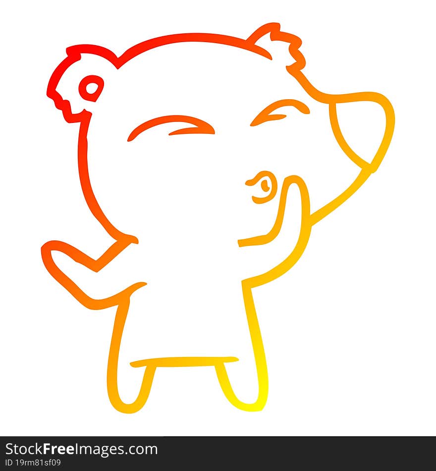 warm gradient line drawing cartoon whistling bear