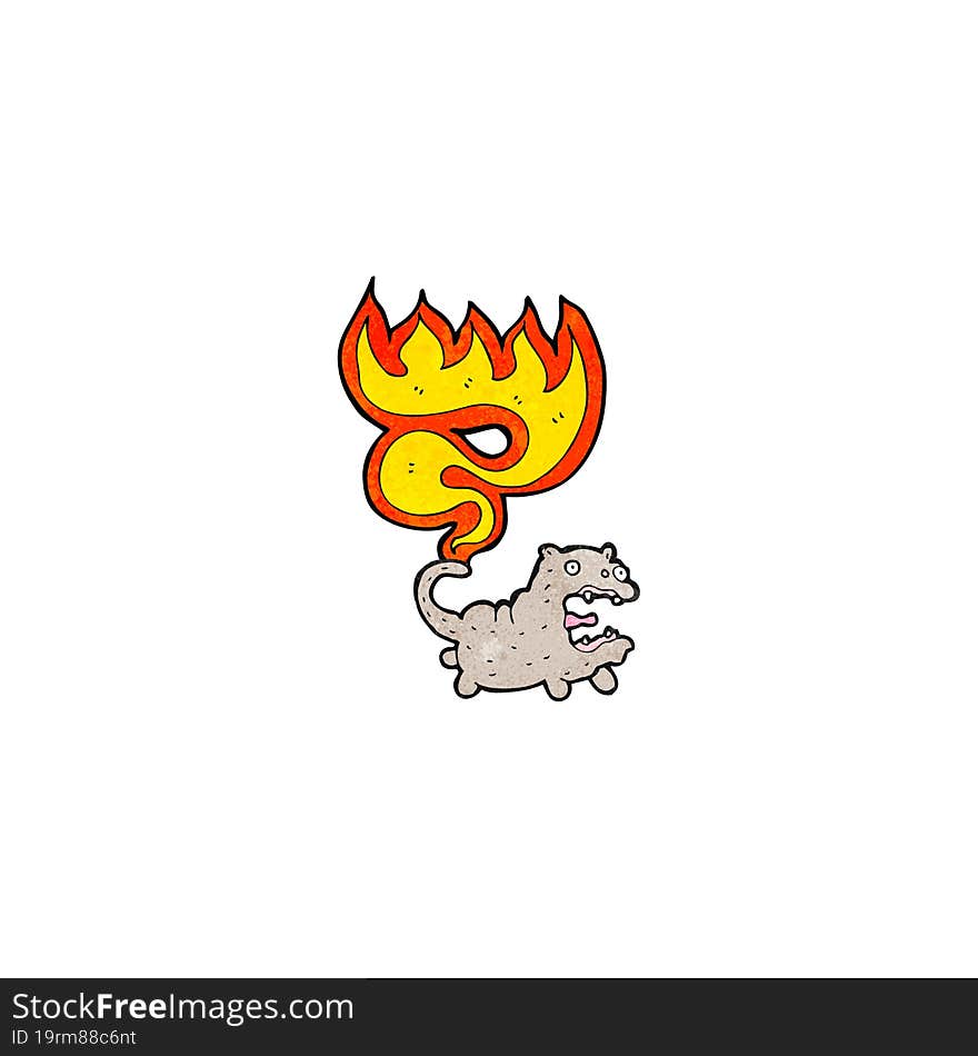 Cartoon Cat With Tail On Fire