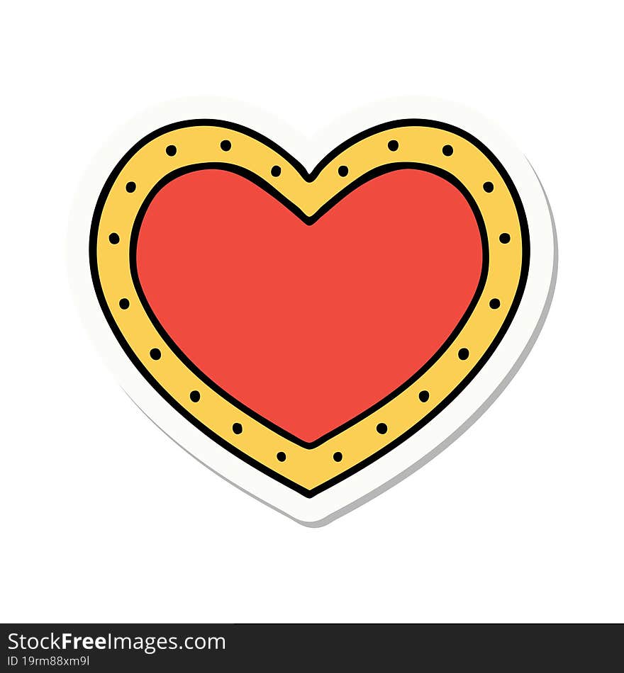 sticker of tattoo in traditional style of a heart. sticker of tattoo in traditional style of a heart