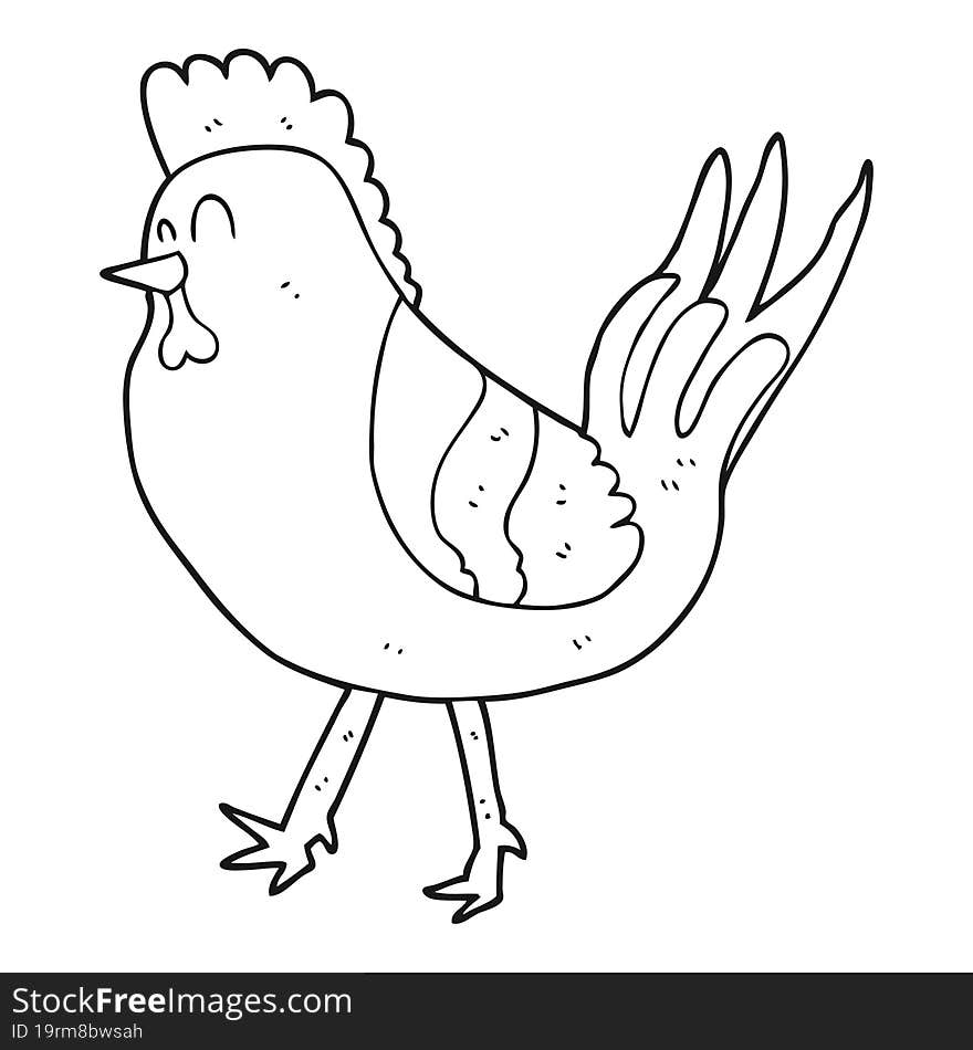 black and white cartoon chicken