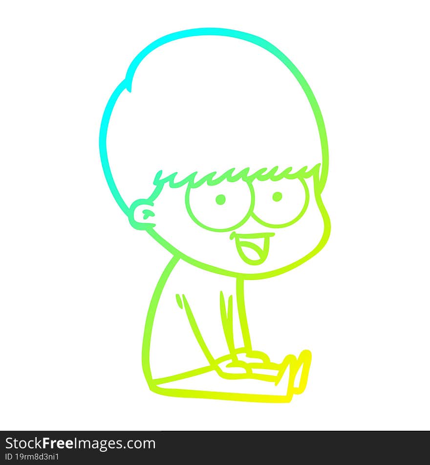 cold gradient line drawing happy cartoon boy