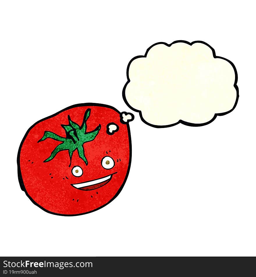 Cartoon Happy Tomato With Thought Bubble