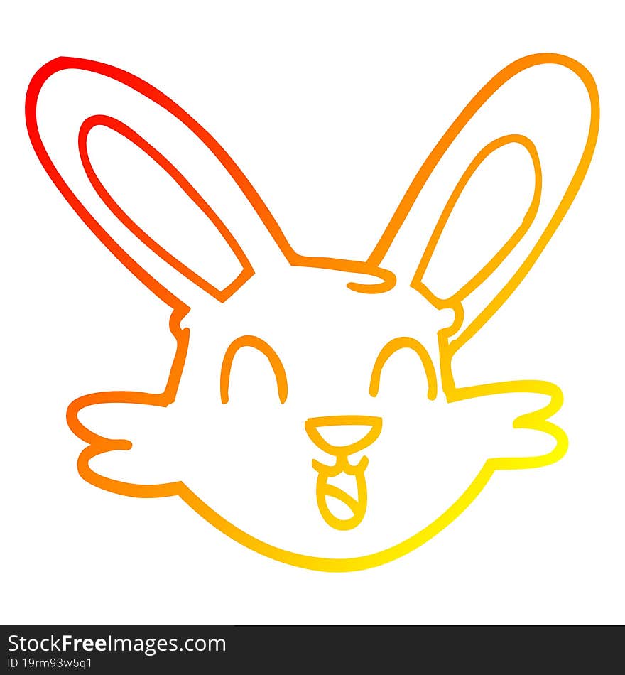 Warm Gradient Line Drawing Cartoon Cute Bunny