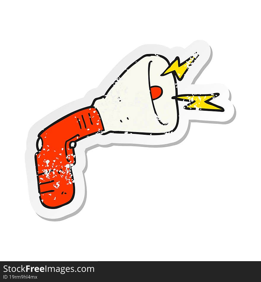 retro distressed sticker of a cartoon megaphone