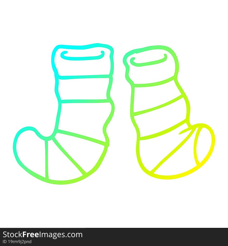 cold gradient line drawing cartoon striped socks