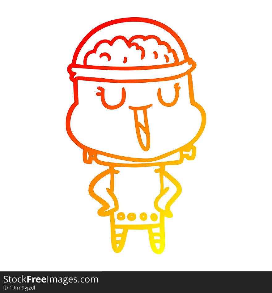 warm gradient line drawing happy cartoon robot