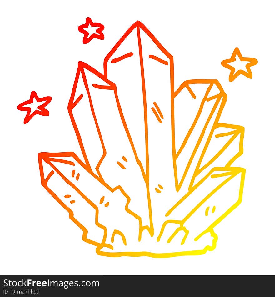 warm gradient line drawing cartoon magic crystal