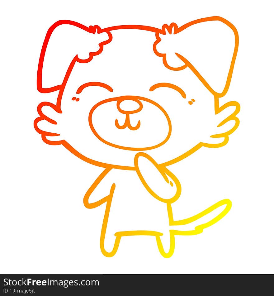 warm gradient line drawing of a cartoon dog thinking