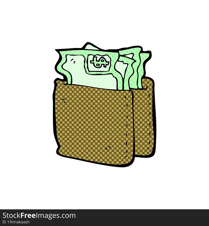 cartoon wallet full of cash