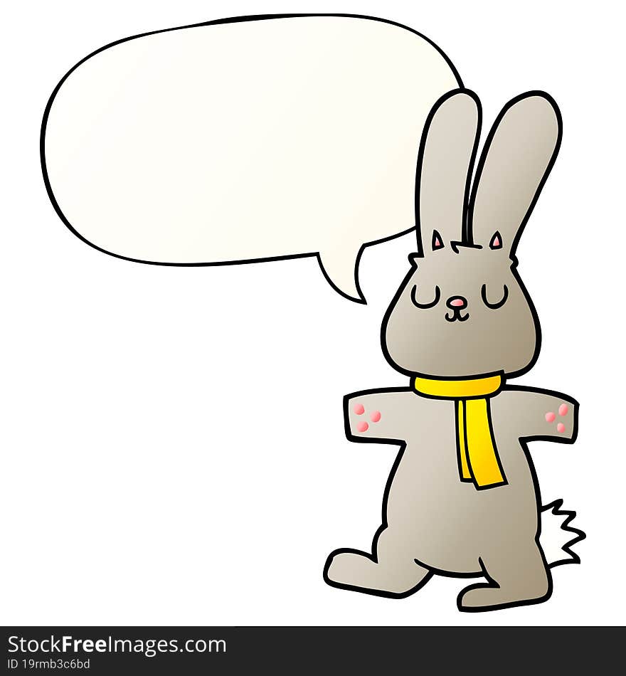 Cartoon Rabbit And Speech Bubble In Smooth Gradient Style