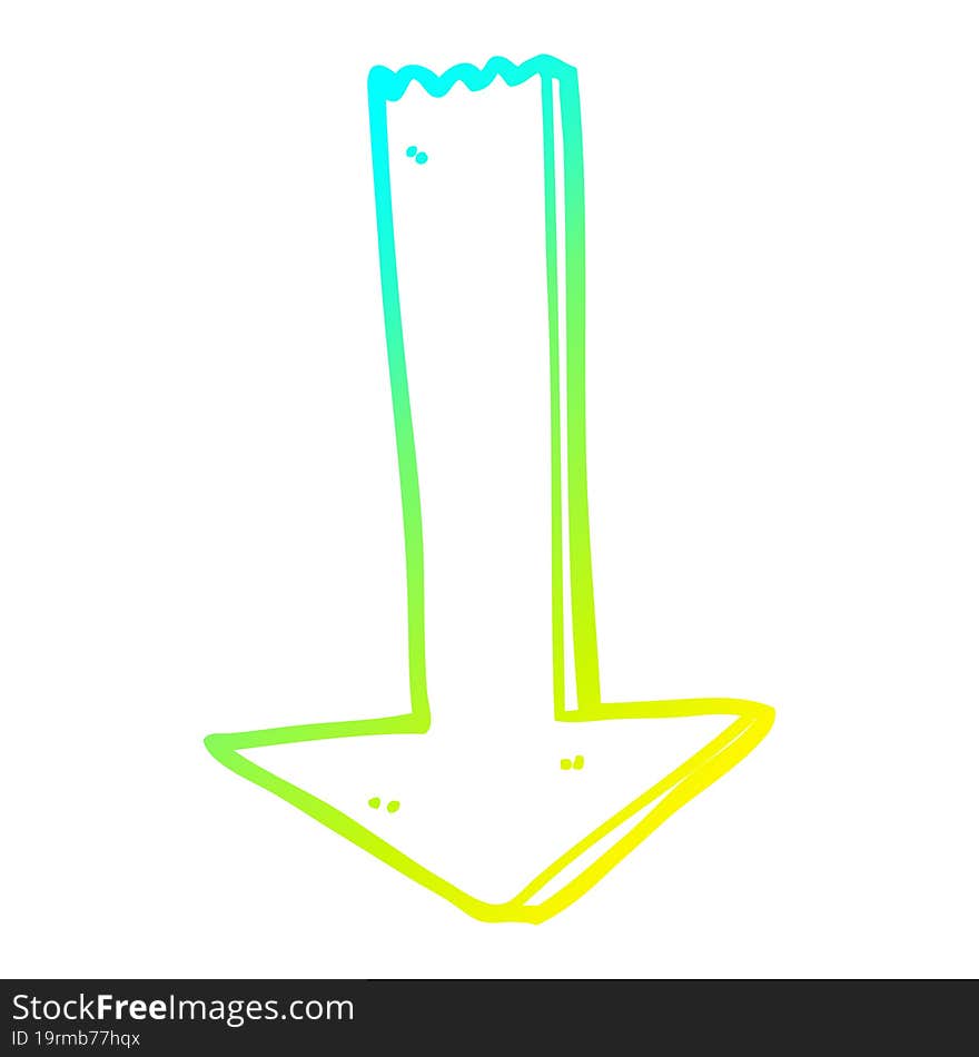 cold gradient line drawing cartoon pointing arrow