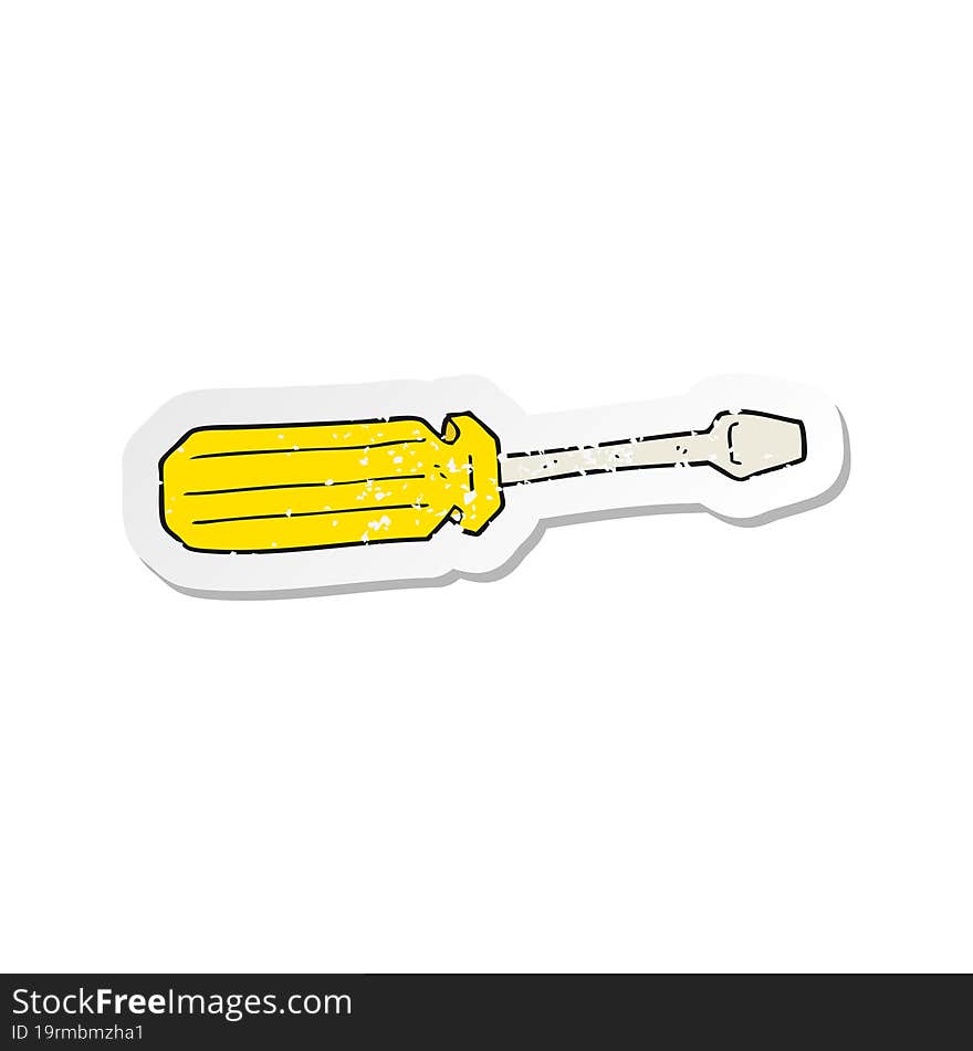 retro distressed sticker of a cartoon screwdriver