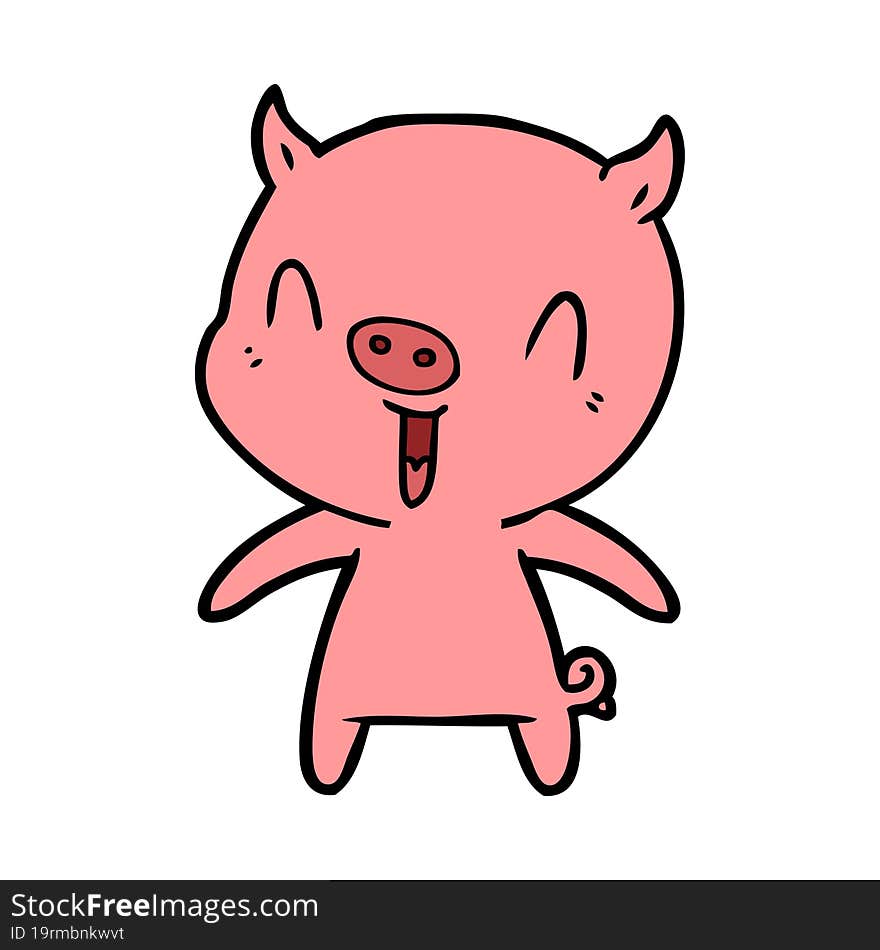 happy cartoon pig. happy cartoon pig