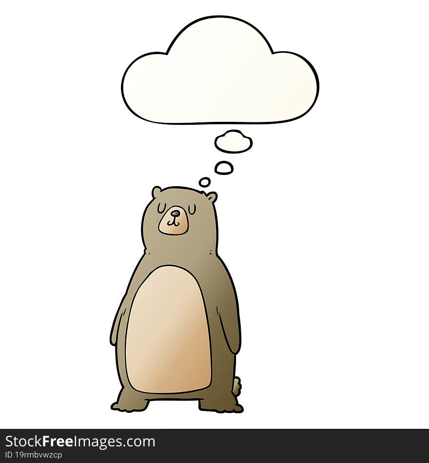 cartoon bear and thought bubble in smooth gradient style