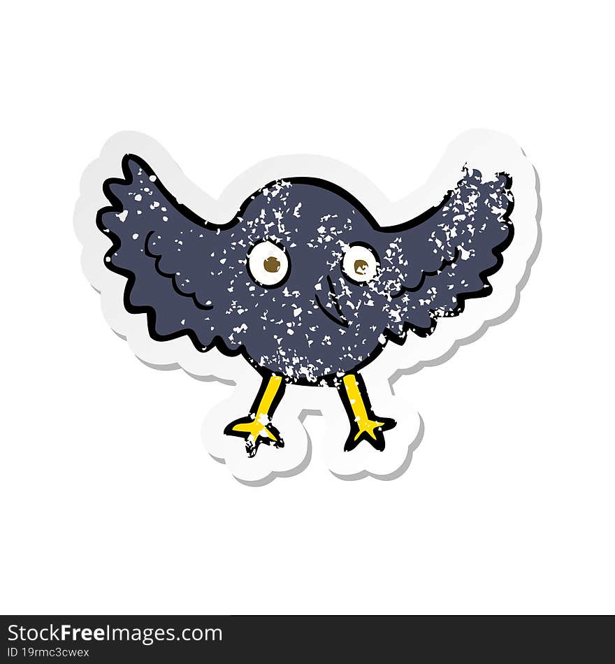 Retro Distressed Sticker Of A Cartoon Crow