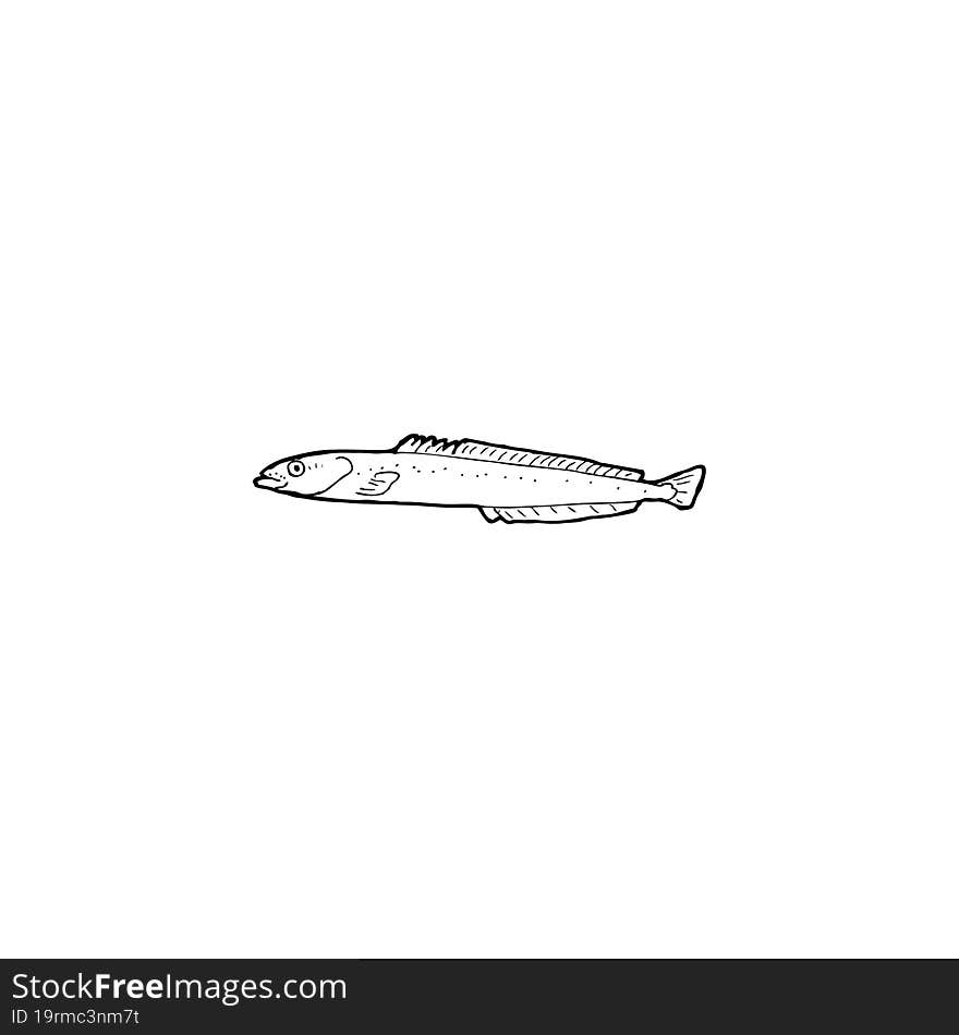 cartoon black and white fish drawing