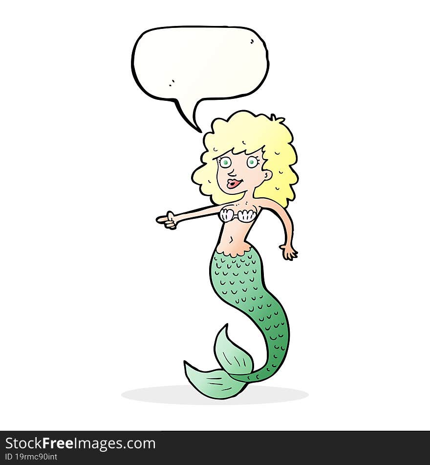 Cartoon Mermaid With Speech Bubble