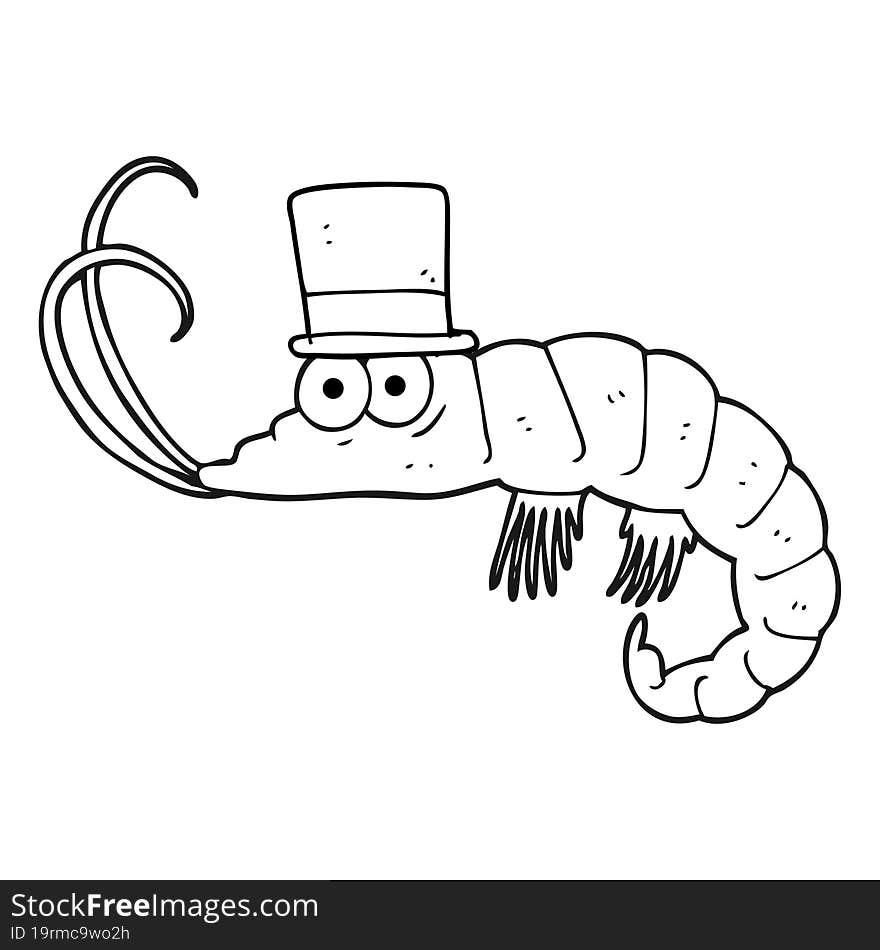 black and white cartoon shrimp