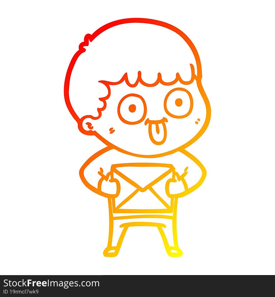 warm gradient line drawing cartoon man staring