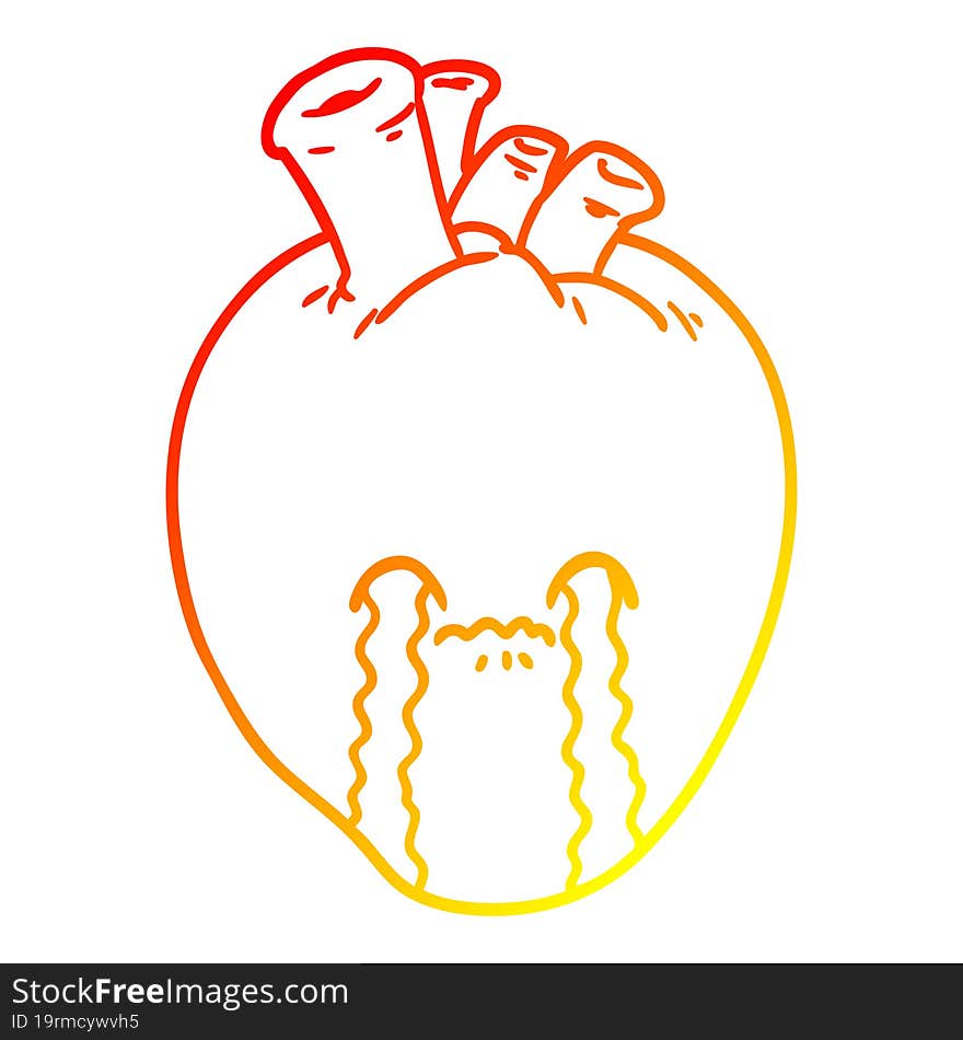 warm gradient line drawing cartoon heart