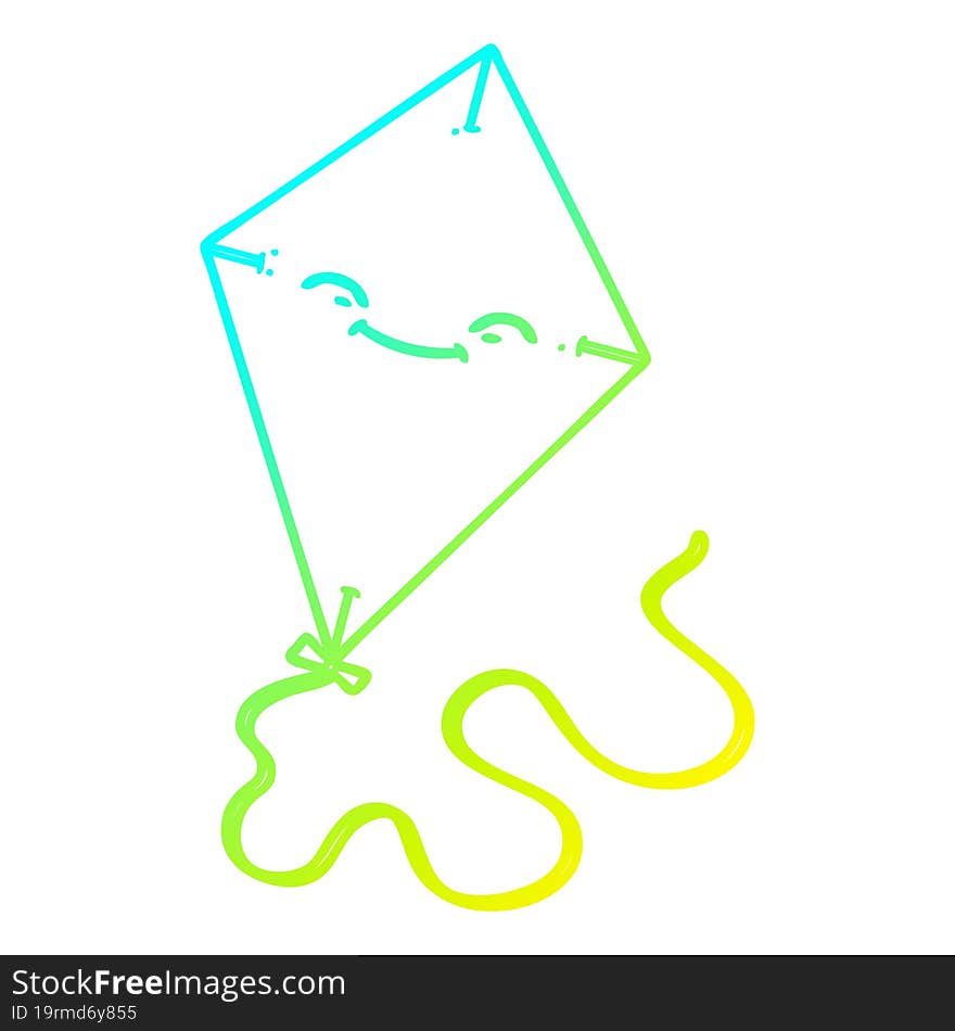 Cold Gradient Line Drawing Cartoon Kite