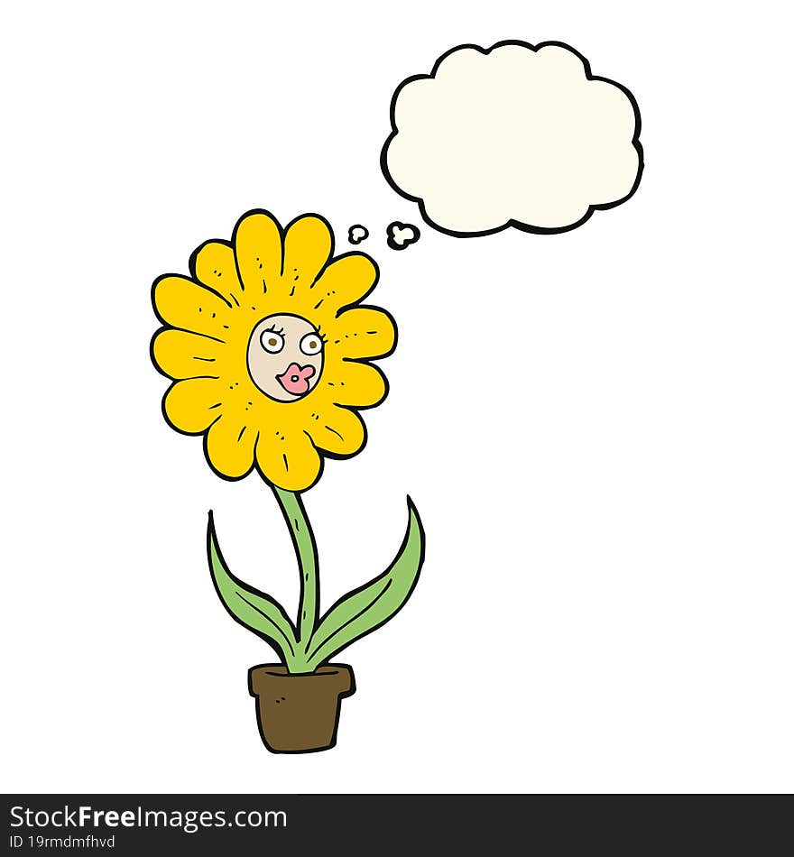 cartoon flower with thought bubble