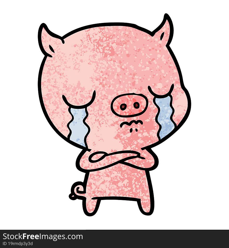 cartoon pig crying. cartoon pig crying