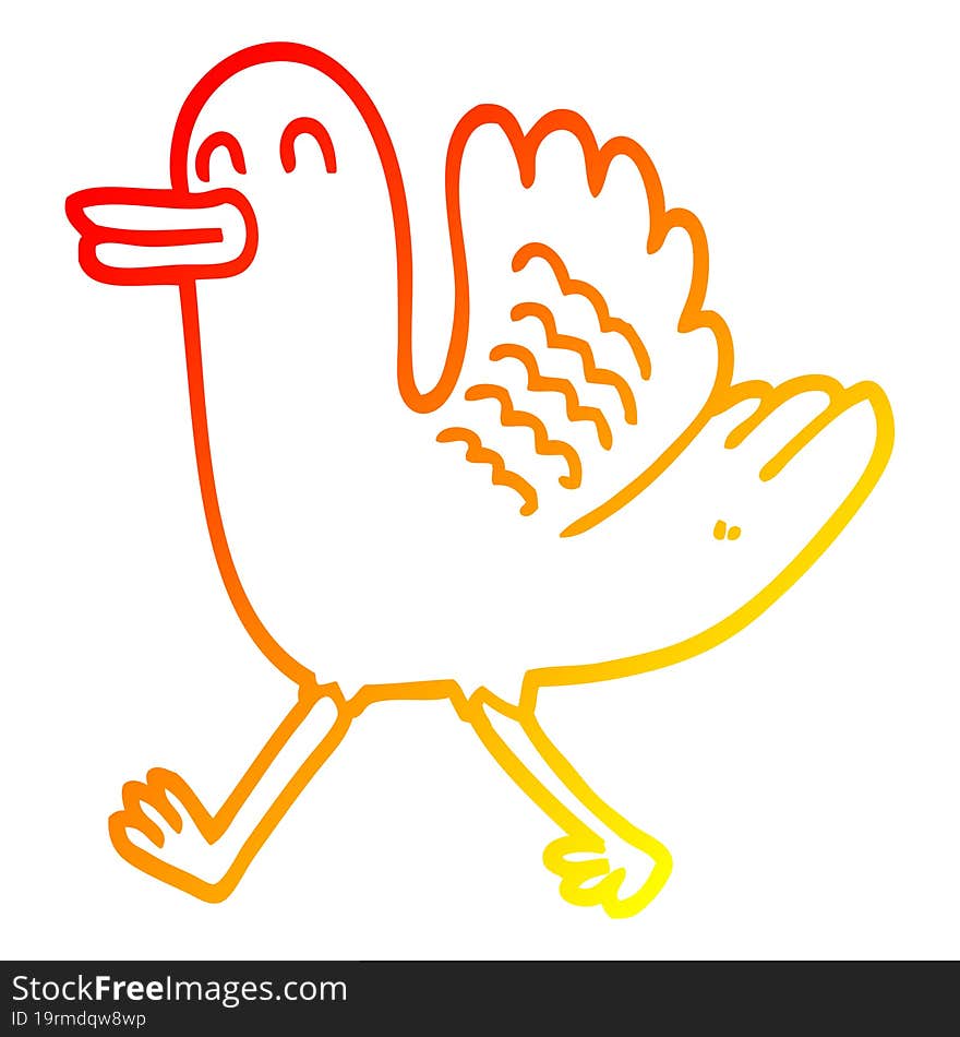 warm gradient line drawing cartoon duck