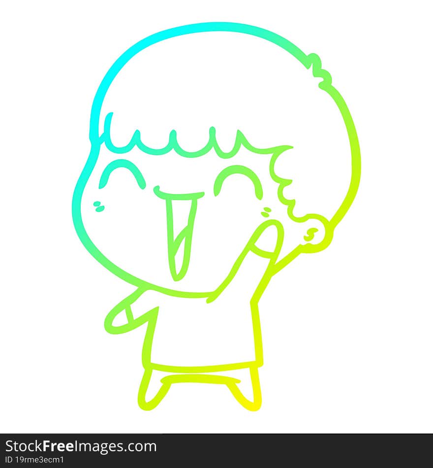 cold gradient line drawing cartoon happy man