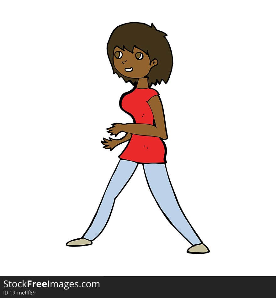 cartoon woman walking