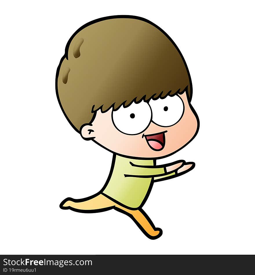 happy cartoon boy running. happy cartoon boy running