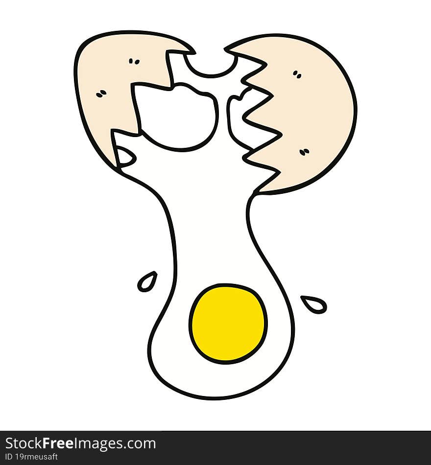 hand drawn quirky cartoon cracked egg. hand drawn quirky cartoon cracked egg