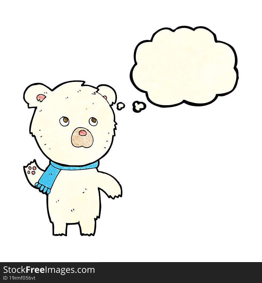 cartoon cute polar bear with thought bubble