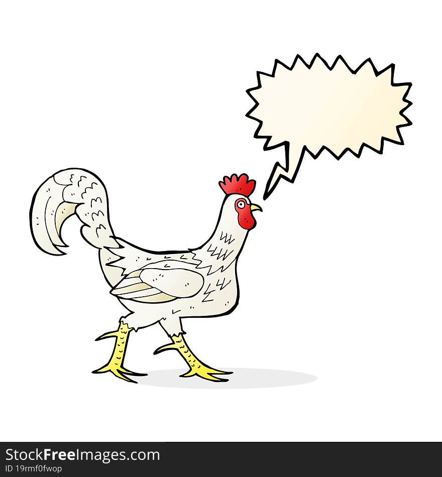 Cartoon Cockerel With Speech Bubble