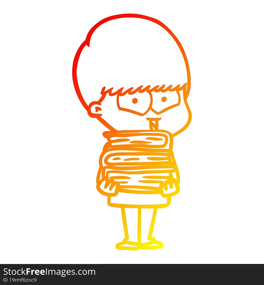 warm gradient line drawing cartoon happy boy