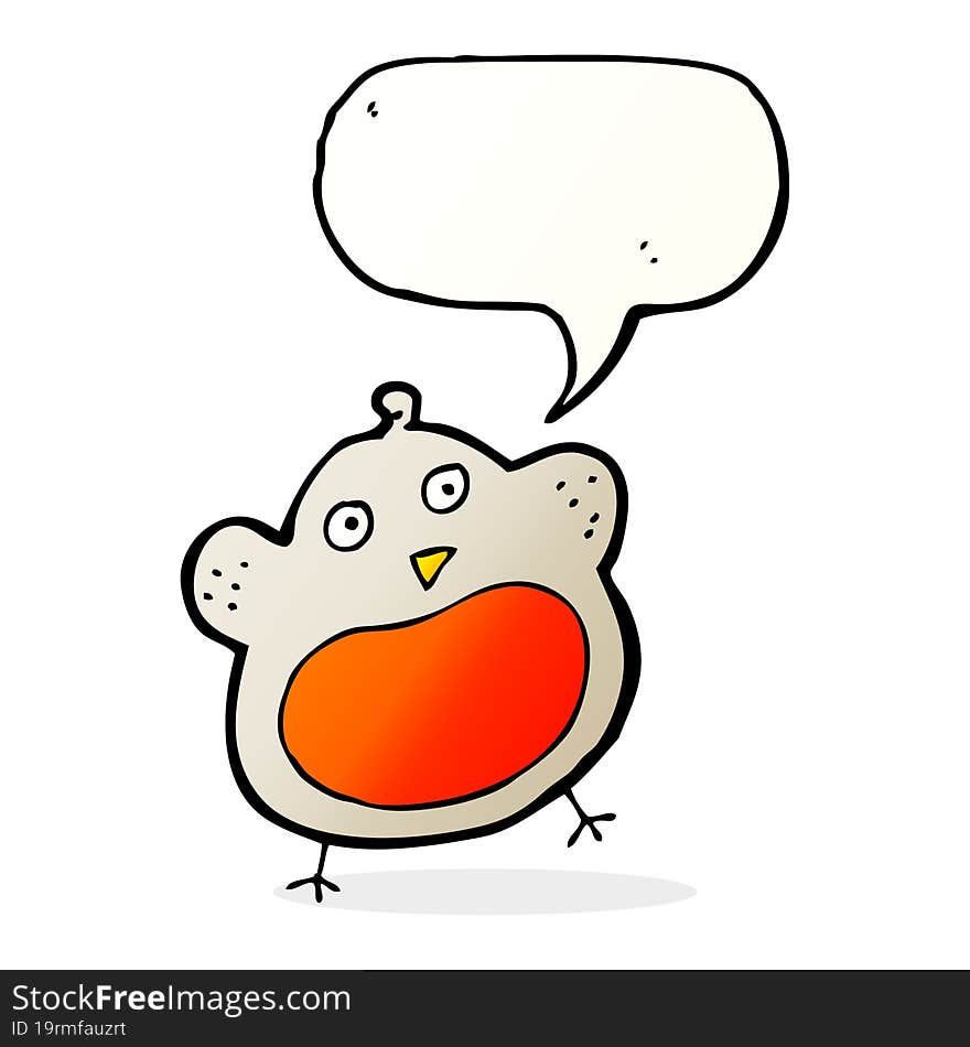 Funny Cartoon Christmas Robin With Speech Bubble