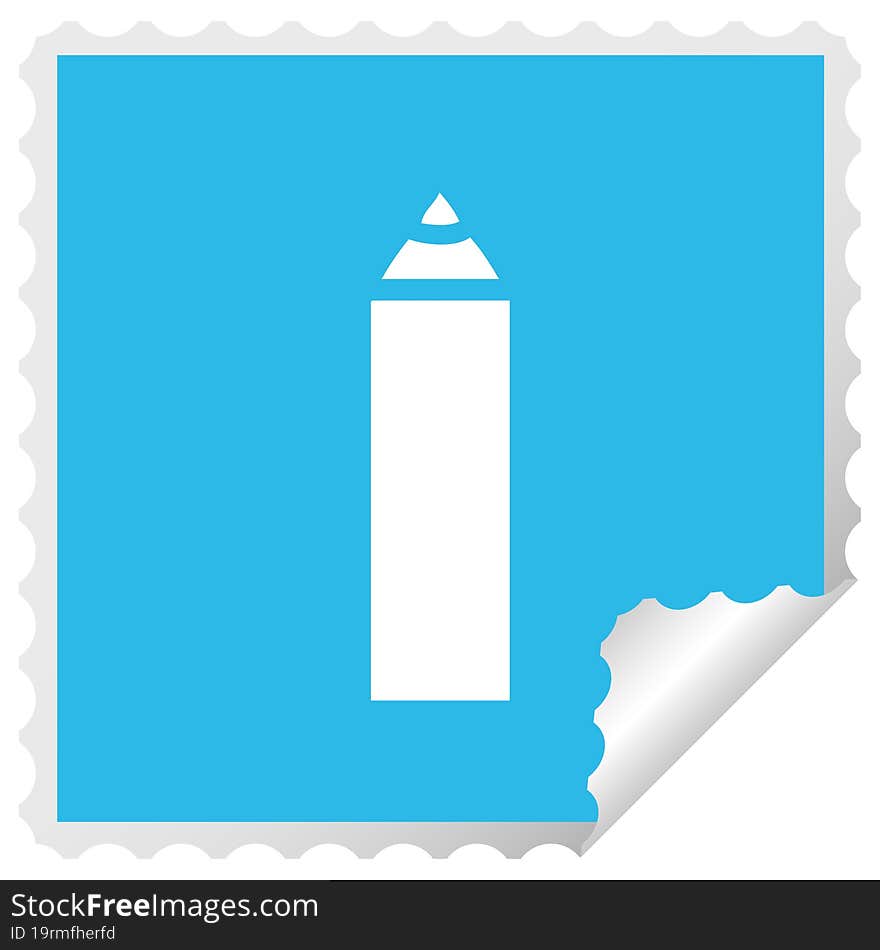 Square Peeling Sticker Cartoon Blue Pencil